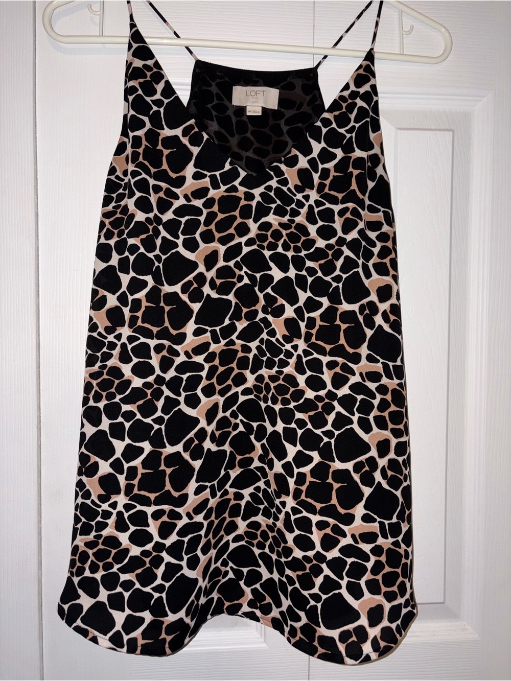 🖤 LOFT Giraffe Animal Print Cami Tank Top Lined Size Petite Medium